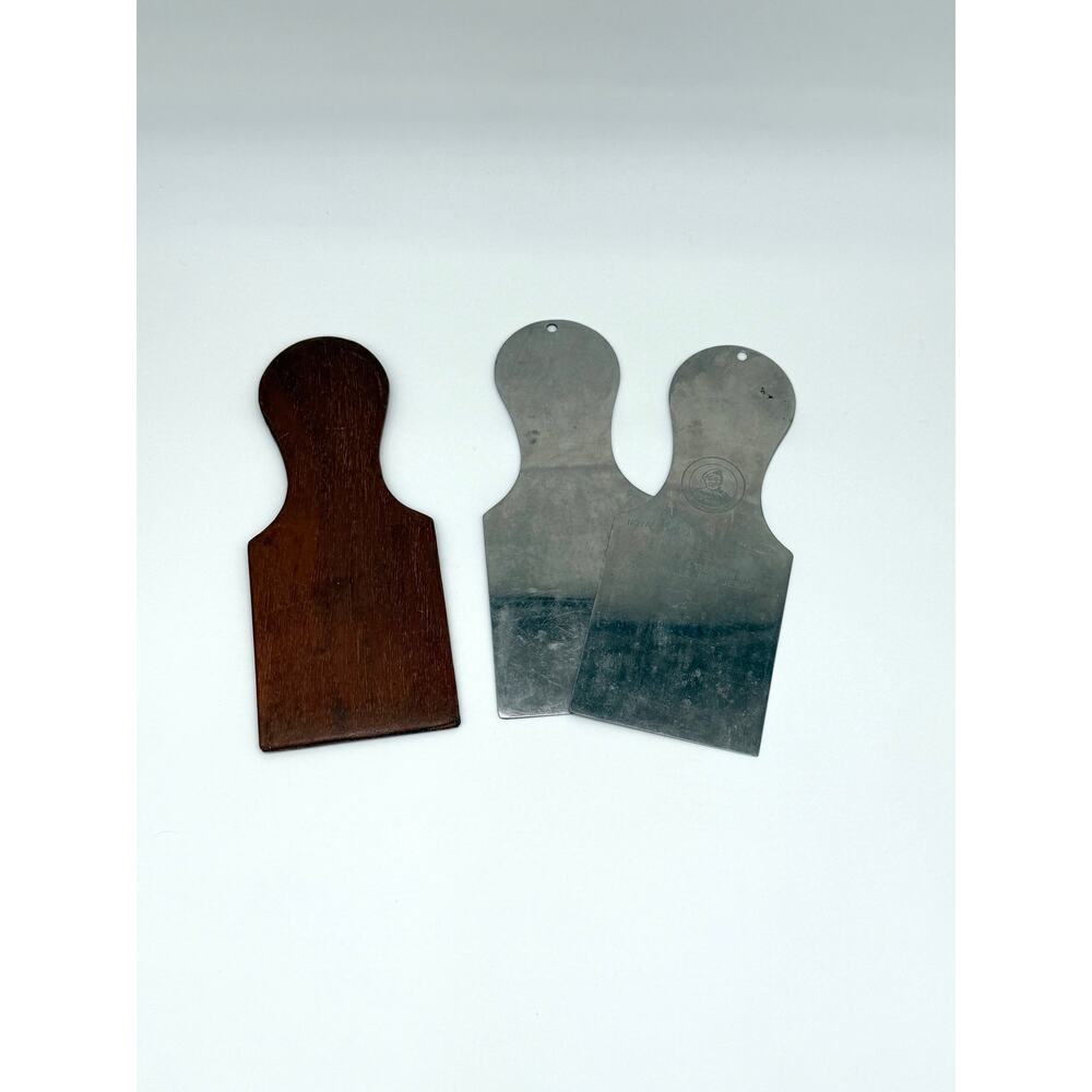 Vintage Flour Slick Set Stainless Steel Dough Scraper Bakery Tool 3 Pc